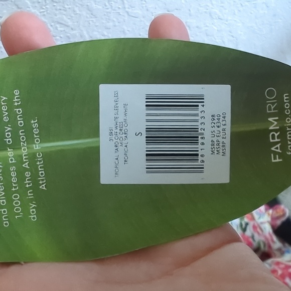 🍋✨ NWT Farm Rio Off-White tropical yard sleeveless tie maxi dress size small - Picture 5 of 7